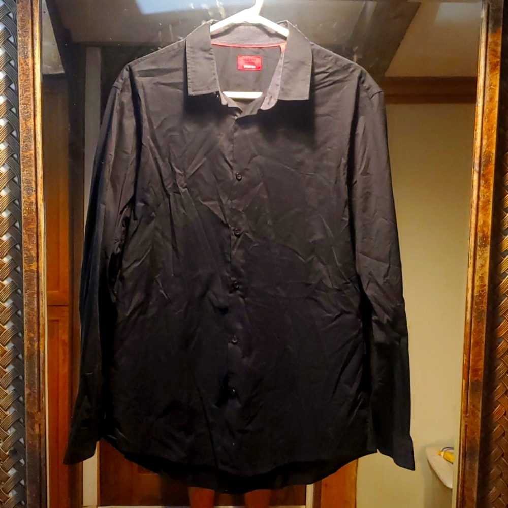 XL, Alfani, Slim fit, Black, Long sleeve, button down, Dress shirt